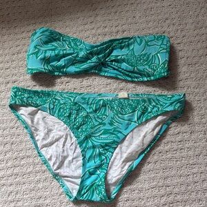 Lilly Pulitzer Teal Green Bandeau Bikini Set